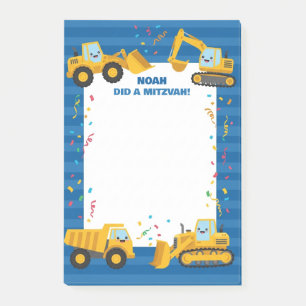 Bloco De Notas Caminhões de Construção Mitzvah Personalizados