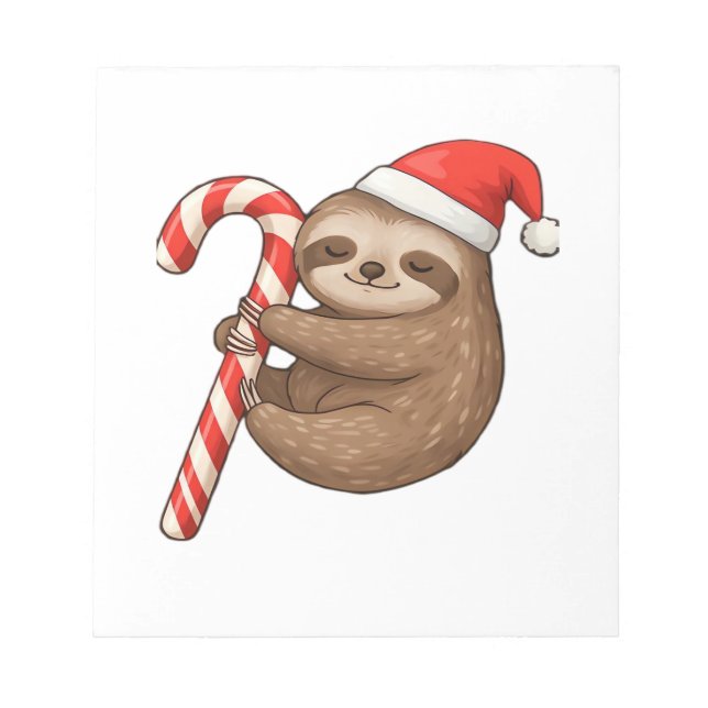 Bloco De Notas Camisa Clássica de Natal Bicho-Preguiça Abraçando  (Frente)
