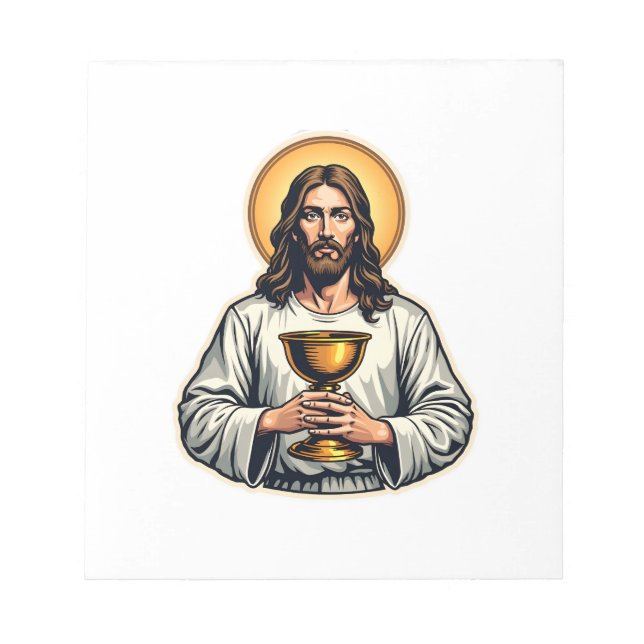 Bloco De Notas Camisa com Crista do Cálice de Jesus com Gravação  (Frente)