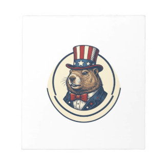 Bloco De Notas Camisa com Desenho de Gravura Vintage de Marmota P
