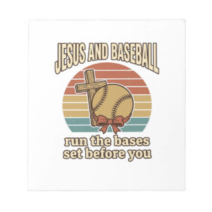 Bloco De Notas Camisa Cristã Vintage Jesus e Beisebol