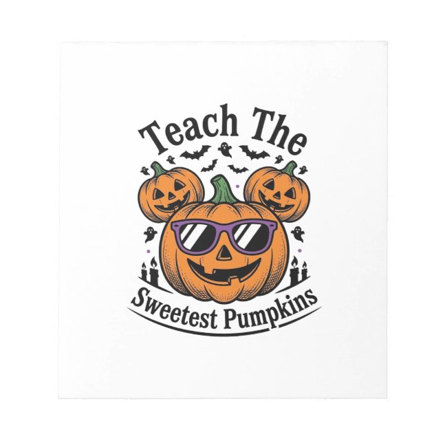 Bloco De Notas Camisa de Abóbora de Professor Roupa de Halloween  (Frente)