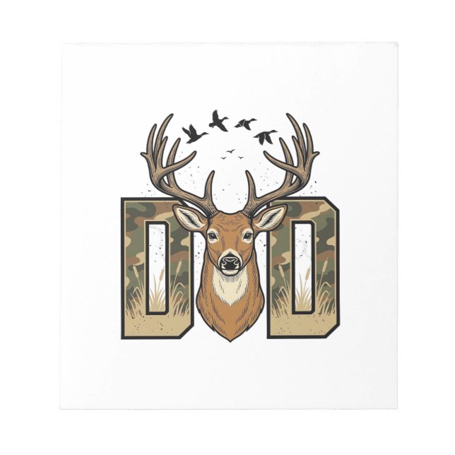 Bloco De Notas Camisa de caça ao veado Camo Buck Vector Design_1 (Frente)