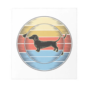 Bloco De Notas Camisa de cachorro vintage dachshund pôr do sol re