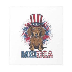 Bloco De Notas Camisa de Cachorro Vintage Patriota Dachshund Meri