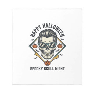 Bloco De Notas Camisa de Crânio de Halloween Gravura Vintage Gráf