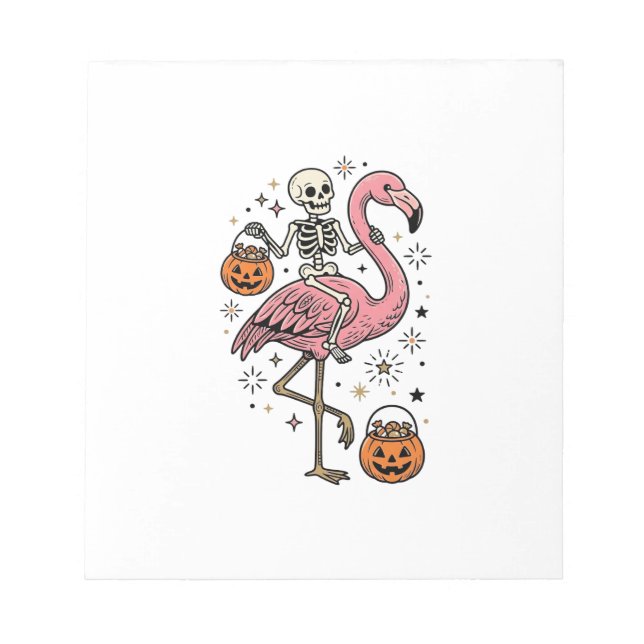Bloco De Notas Camisa de Doce de Halloween de Flamingo Montado em (Frente)