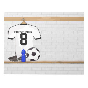 Bloco De Notas Camisa de Futebol Personalizada Preta e Branca