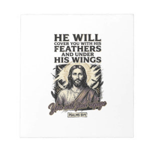 Bloco De Notas Camisa de Gravura Vintage Jesus Salmo 91_4 Cristão
