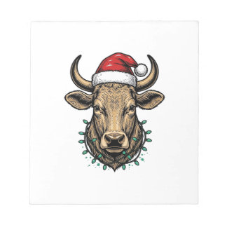 Bloco De Notas Camisa de Natal Vintage Vaca Chapéu de Papai Noel