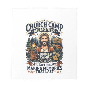 Bloco De Notas Camisa de Nostalgia do Acampamento da Igreja Jesus