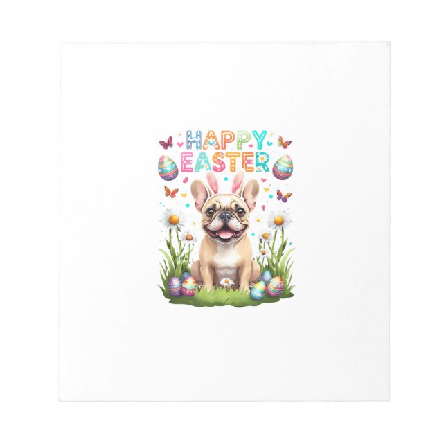 Bloco De Notas Camisa de Páscoa de Bulldog Francês Funny Frenchie (Frente)