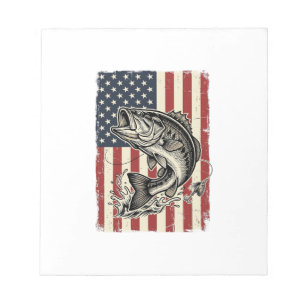 Bloco De Notas Camisa de pesca de robalo vintage com bandeira ame