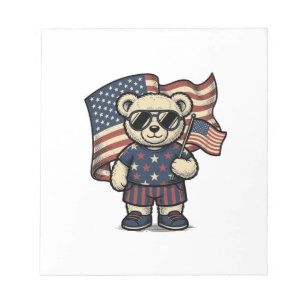 Bloco De Notas Camisa de urso Teddy patriota com desenho de gravu