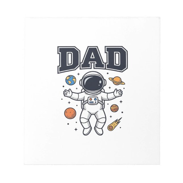 Bloco De Notas Camisa do Papai Astronauta Espaço Vetor Design_1 (Frente)