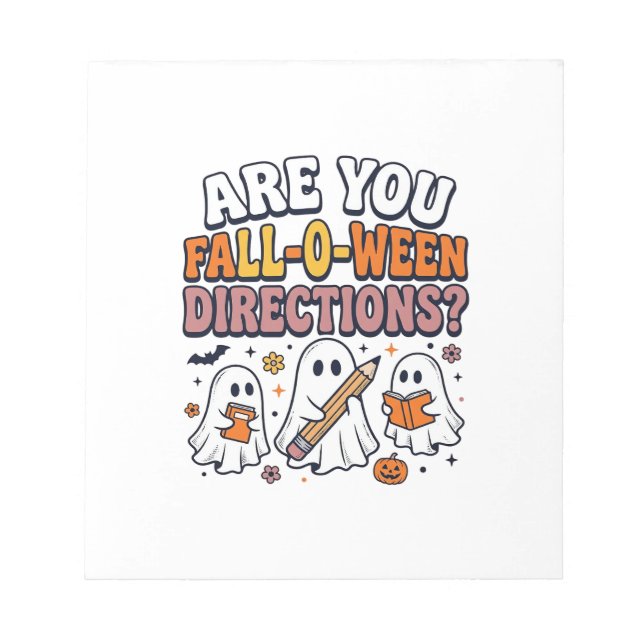 Bloco De Notas Camisa engraçada de outono de Halloween Professor  (Frente)