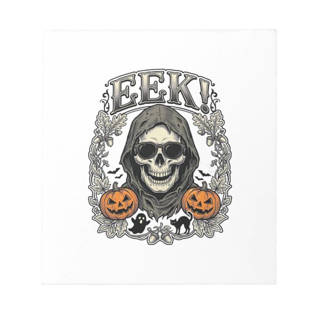 Bloco De Notas Camisa Gráfica de Caveira de Halloween com Gravaçã (Frente)