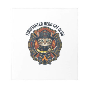 Bloco De Notas Camisa Gráfica Gato Herói Bombeiro Arte - Bombeiro