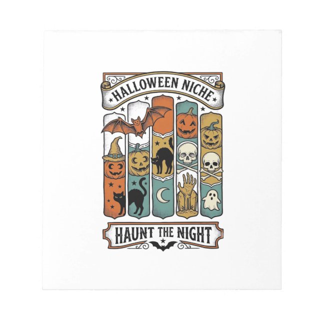 Bloco De Notas Camisa Retro de Halloween com Listra Assustadora V (Frente)