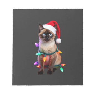 Bloco De Notas Camisa Siamese Cat Christmas Lights Xmas Cat Lover