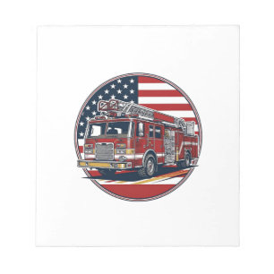 Bloco De Notas Camisa Vintage Caminhão de Bombeiros Círculo Bande