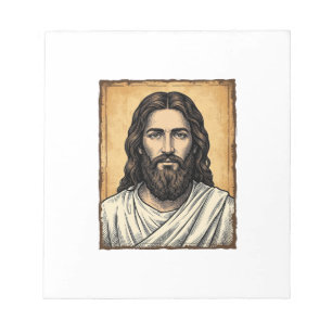Bloco De Notas Camisa Vintage com Desenho de Retrato Religioso Gr