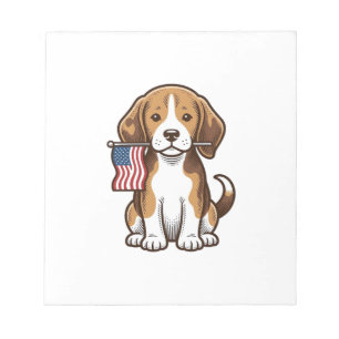 Bloco De Notas Camisa Vintage de Cachorro Beagle com Bandeira Ame