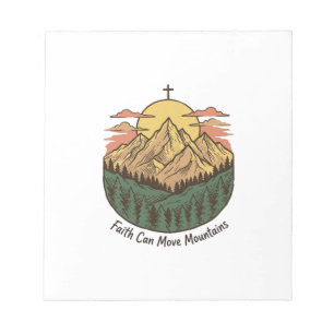 Bloco De Notas Camisa Vintage de Montanha Fé Pode Mover Montanhas
