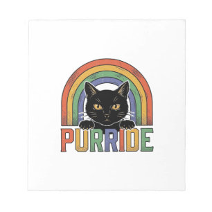 Bloco De Notas Camisa Vintage Purride Gato Preto Arco-íris Design