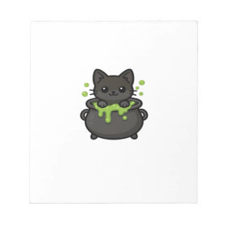 Bloco De Notas Camiseta Clássica de Gato Preto de Halloween Fofo