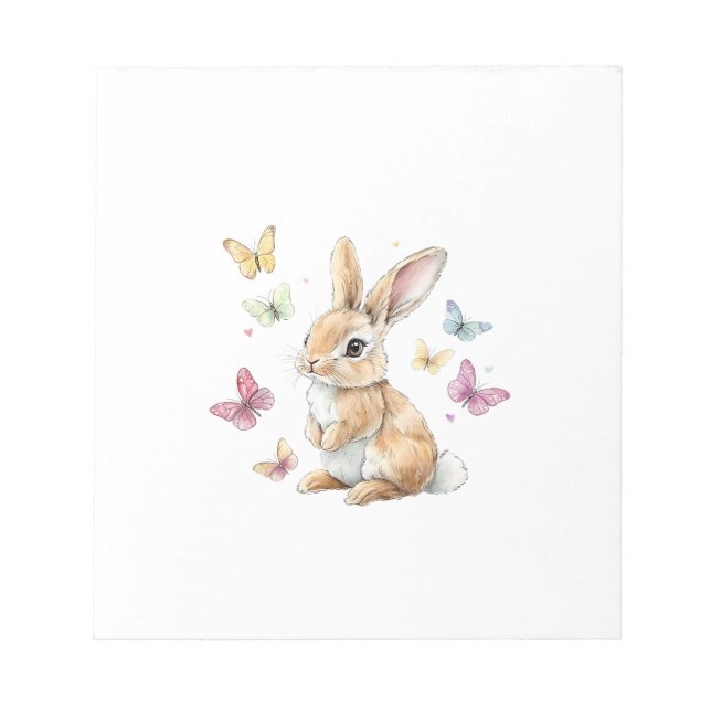 Bloco De Notas Camiseta Coelho Bunny Borboleta Páscoa Fofa (Frente)