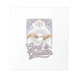 Bloco De Notas Camiseta Com Gravação Vintage Cristã Deus É Maior_