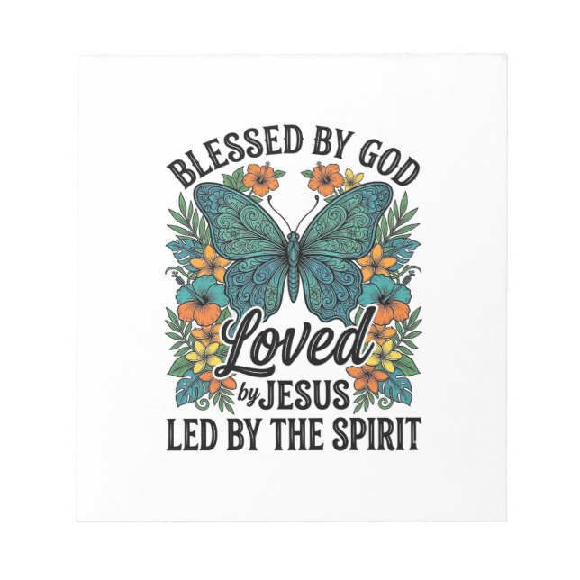 Bloco De Notas Camiseta Cristã Blessed Butterfly Design (2) (Frente)