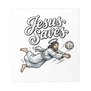 Bloco De Notas Camiseta Cristã Vintage de Voleibol Jesus Salva
