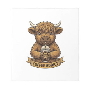 Bloco De Notas Camiseta de Gravura Vintage de Vaca das Terras Alt