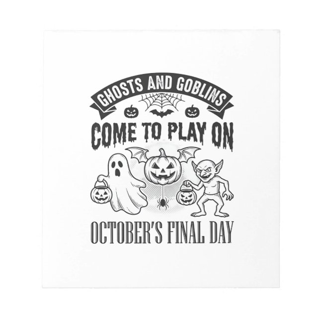 Bloco De Notas Camiseta de Halloween de Fantasmas e Duendes Vinta (Frente)