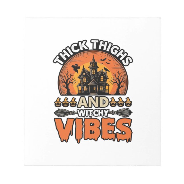 Bloco De Notas Camiseta de Halloween Thick Thighs Witchy Vibes_1 (Frente)