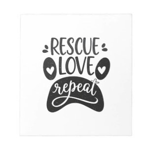 Bloco De Notas Camiseta de Pata de Cachorro Rescue Love Repeat