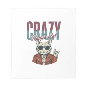 Bloco De Notas Camiseta Desenho Gravura Vintage Crazy Rappa Cat_1