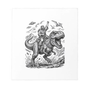 Bloco De Notas Camiseta Gráfica com Cavaleiro de Dinossauro em Gr