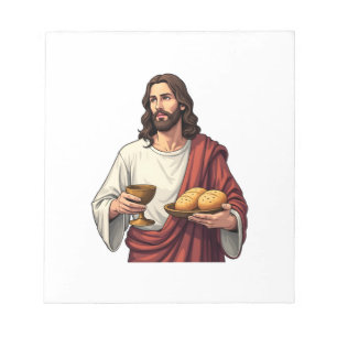Bloco De Notas Camiseta Jesus Pão Vinho Gravura Vintage 2