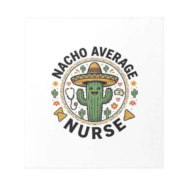 Bloco De Notas Camiseta Nacho Average Nurse Cactus Fiesta Design_ (Frente)