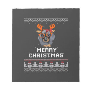 Bloco De Notas Camiseta Oversized de Suéter de Natal Dachshund