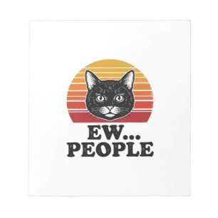 Bloco De Notas Camiseta Retro Pôr do Sol Gente Chata Gato Preto E