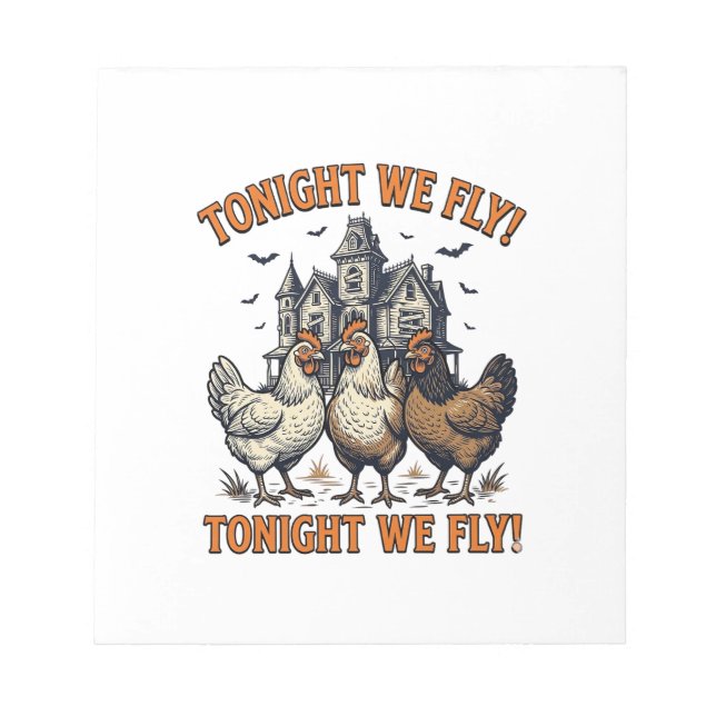Bloco De Notas Camiseta Tonight We Fly Funny Chicken Halloween De (Frente)