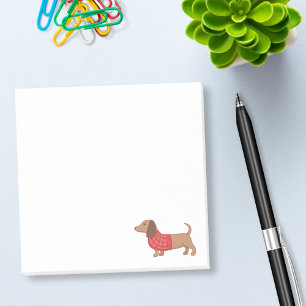 Bloco De Notas Camisola vermelha da xadrez do cão do Wiener do