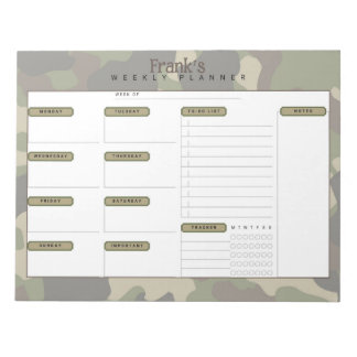 Bloco De Notas Camo Weekly Planner