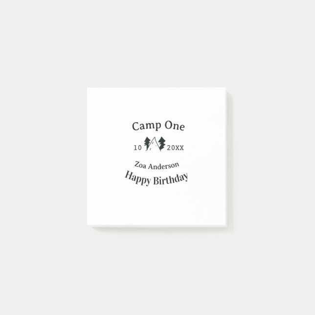 Bloco De Notas Camp one happy birthday name date campingadventure (Frente)