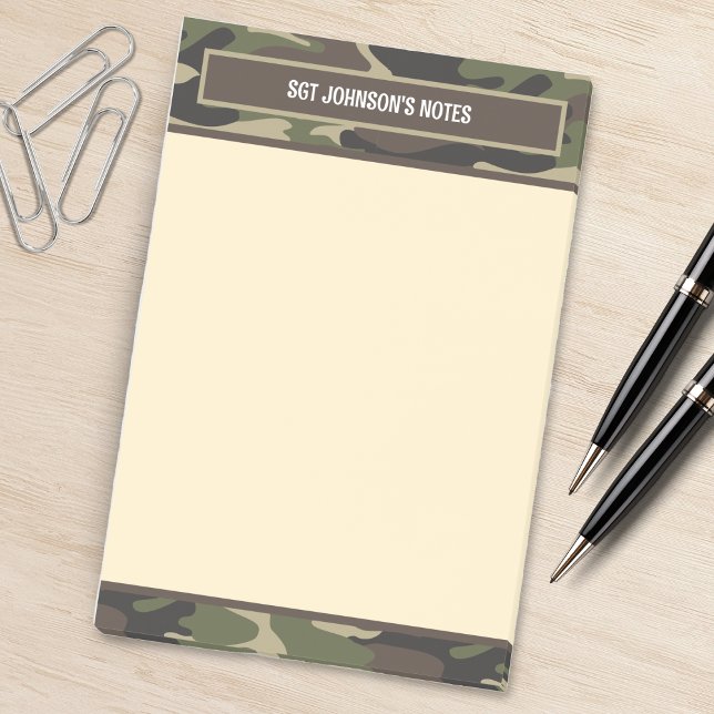 Bloco De Notas Campanha de fadiga do Exército Castanho e Verde (military camo army fatigue camouflage notepad)