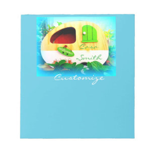 Bloco De Notas Camper azul retrô personalizado vintage